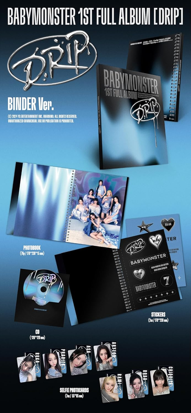 BABYMONSTER DRIP 1St Full Album Standard Random Version Cd+Photobook+Etc+Tracking Sealed image number 3