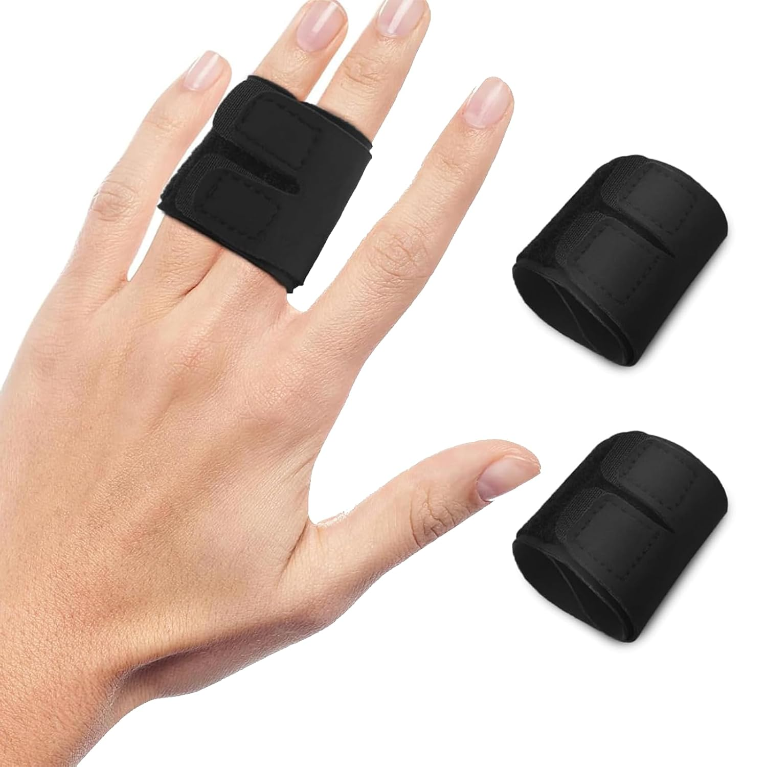 Reusable Finger Sleeves Protectors (2PCS) &ndash; Double Finger Splints, Adjustable & Breathable Compression Brace for Basketball, Tennis, Badminton, Volleyball & Sports image number 3