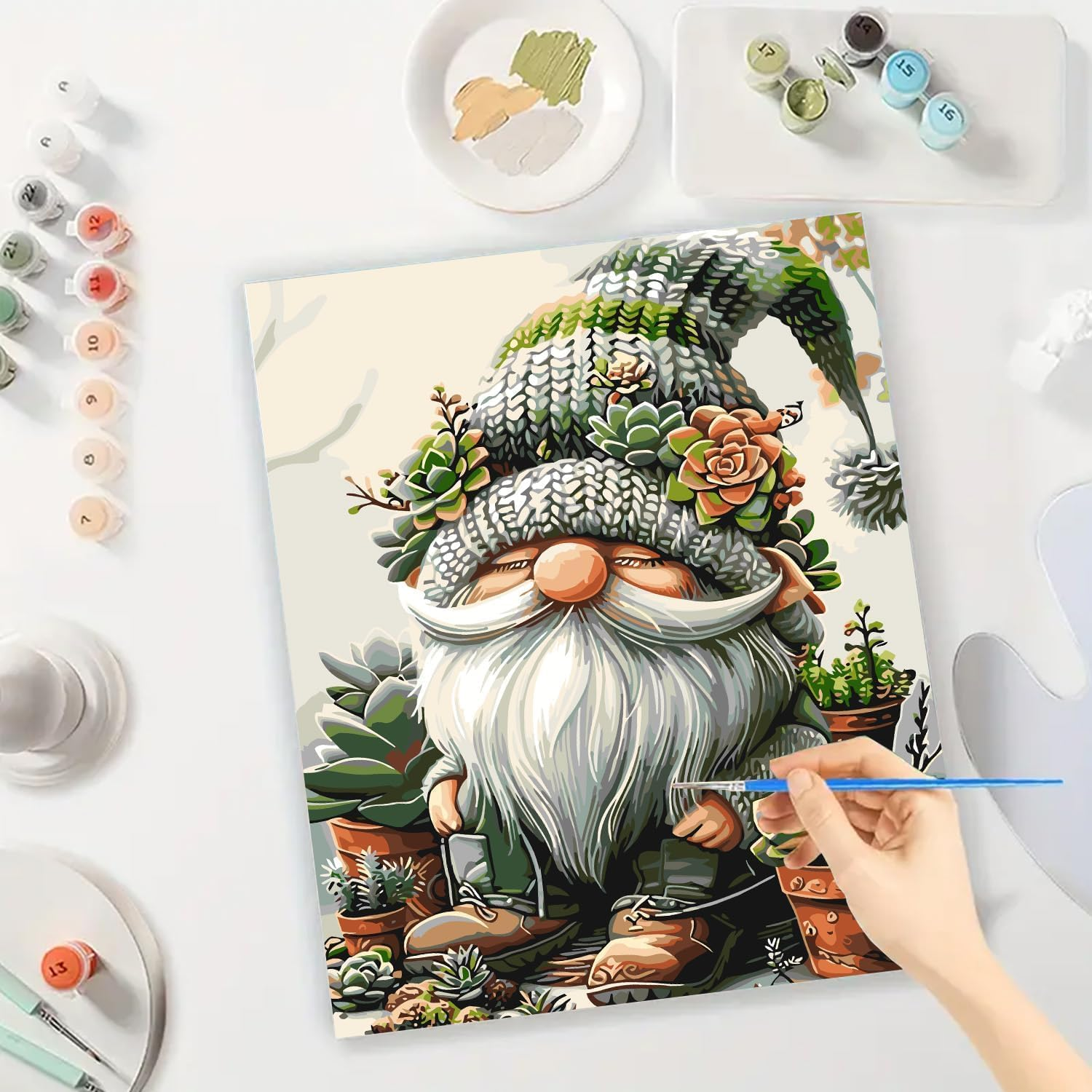 Paint by Numbers Kit for Adults Beginner, Gnomes Adult Paint by Number Kits on Canvas, DIY Acrylic Watercolor Oil Paint by Number for Adults for Home Decor Gift 16X20 Inch image number 3