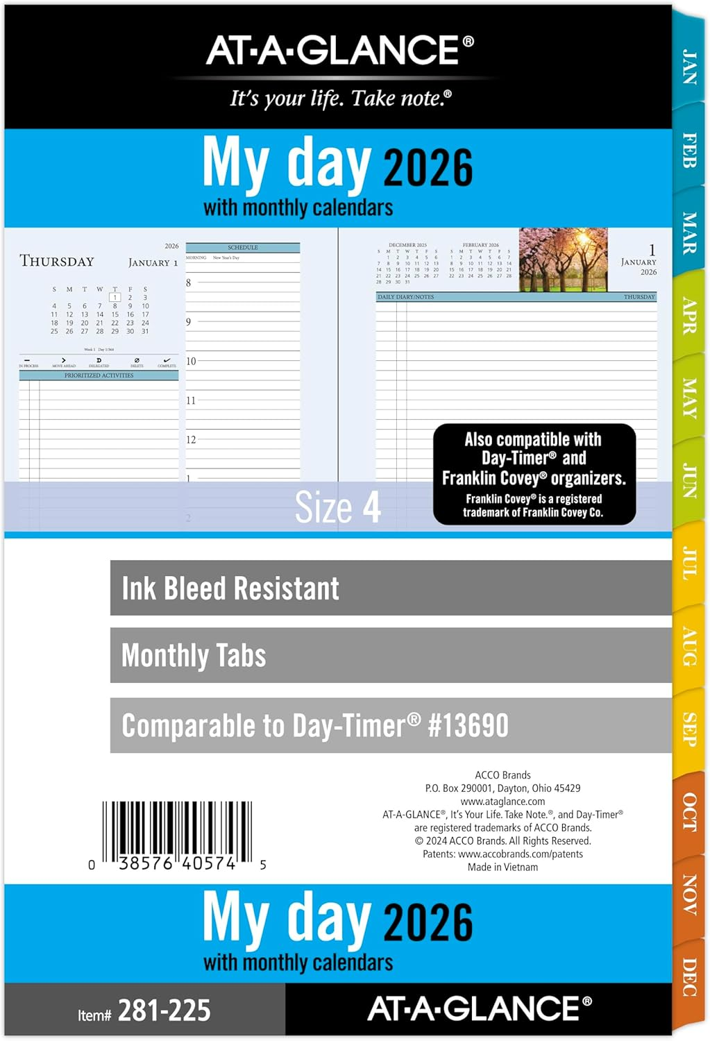 AT-A-GLANCE 2026 Planner, Daily & Monthly, 5.5" X 8.5", Desk Size 4, Two Page per Day Refill, Loose-Leaf, Zenscapes (281-225-26) image number 3