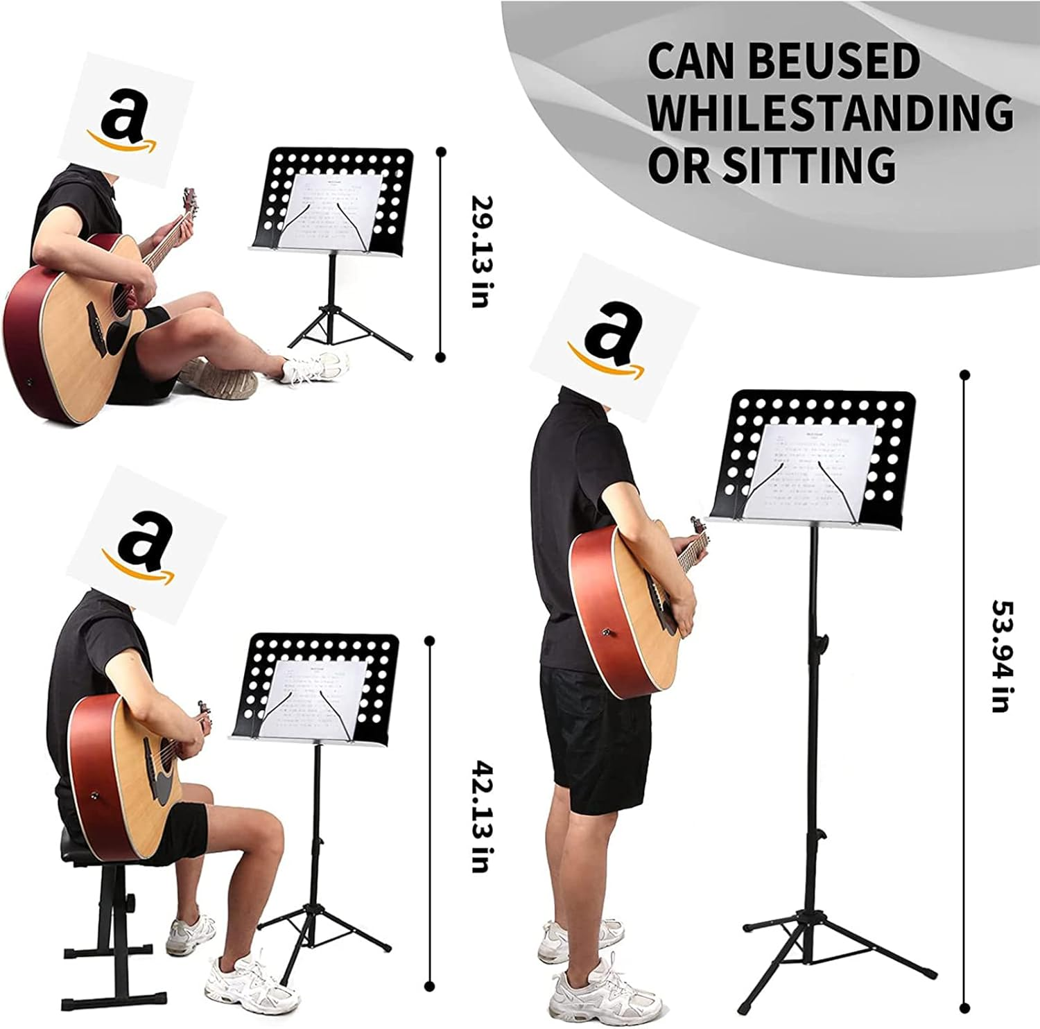 Adjustable Music Conductor Stand Folding Sheet Music Stand Lightweight Metal Music Holder Durable Tabletop for Guitar Pianomatte Black (Music Sheet Stand 1/Pack, Black) (Big) image number 4