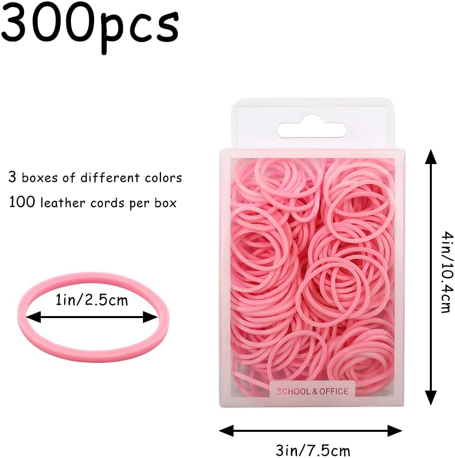 Modixun 300Pcs Colorful Rubber Bands, 1In 2.5Cm Small Rubber Bands, File Bands Stretchable Elastic Bands for School Home Office Stationery Supplies image number 2