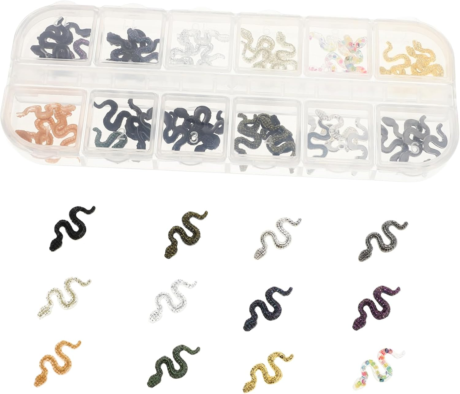 MUSISALY Snake Charm Nail Art Jewels for Women Gothic Nail Charms Resin Manicure Decorations for Fake image number 6