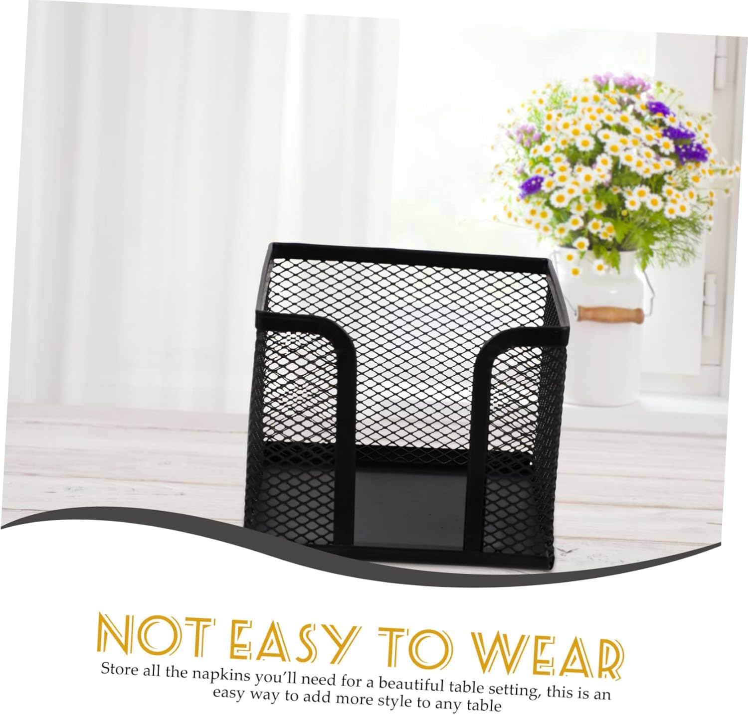 CANIGHT 5Pcs Memo Pad Holder Multifunctional Desk Organizer for Notes Pens Napkins Mesh Storage Box for Home Office School Stylish Desktop Accessory image number 6