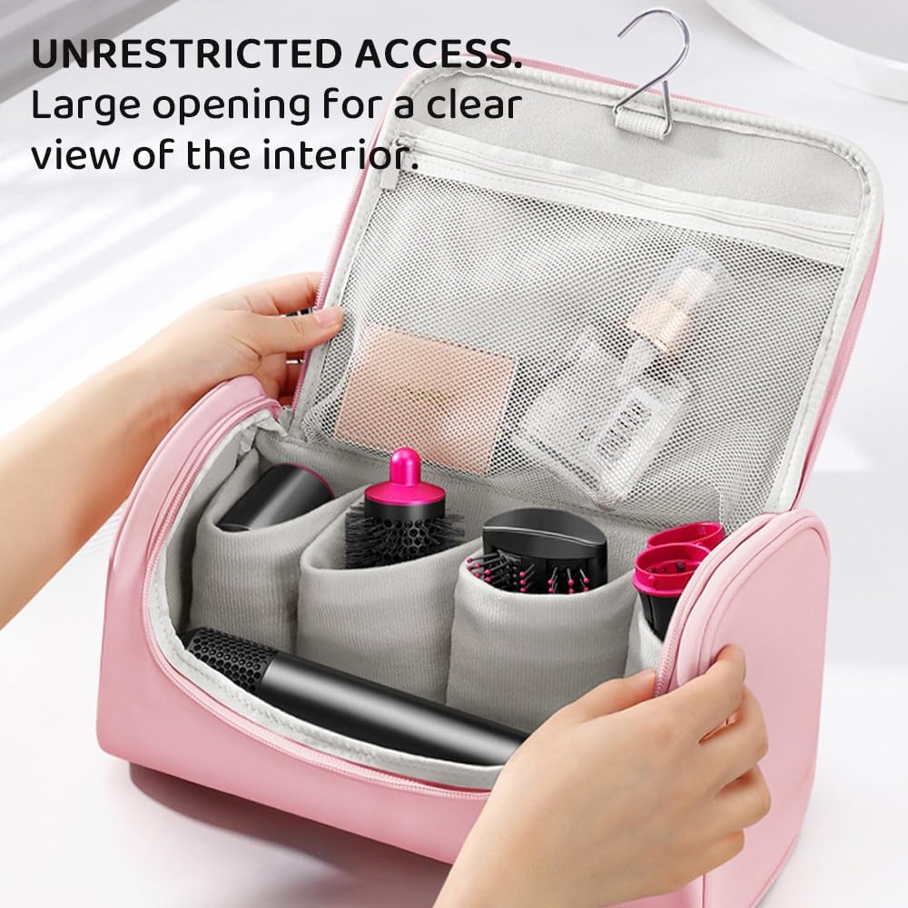 JIUSEGE Hair Tools Travel Storage Box Organizer for Universal Hair Dryer, Portable Travel Bag for Curling Iron & Accessories, Pink image number 4