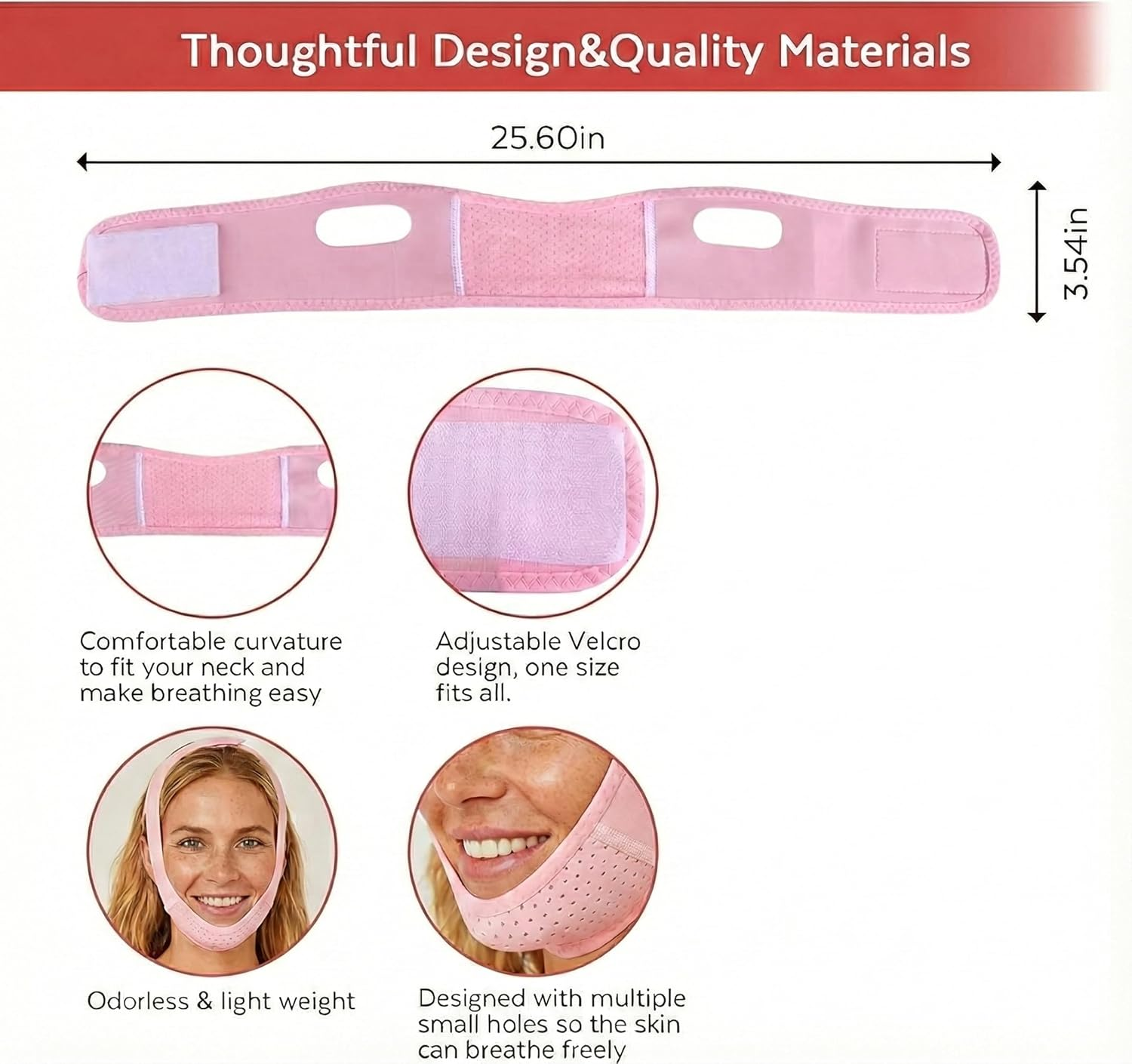 IMTKOOCO Reusable Double Chin Reducer, Face Lift Tape - Face Slimming Strap Chin Strap for Women Breathable Comfortable V Lifting Mask with Innovative Lifting Technology One Fits All image number 6