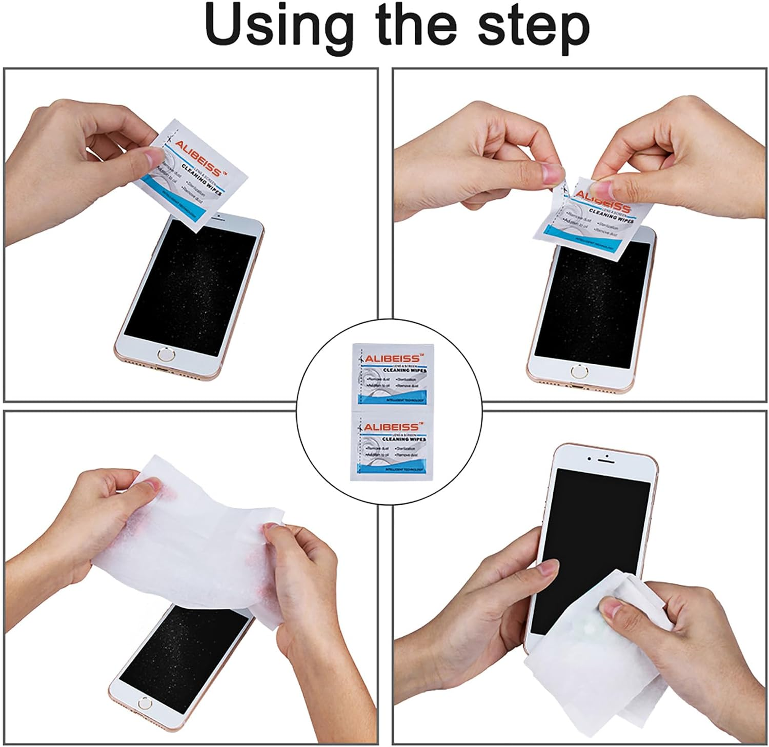 Pre-Moistened Lens Wipes ALIBEISS Screen Wipes for Glasses, Camera, Ipad, Tablets, Smartphone, Screens and Other Delicate Surfaces,Pack of 100 image number 4