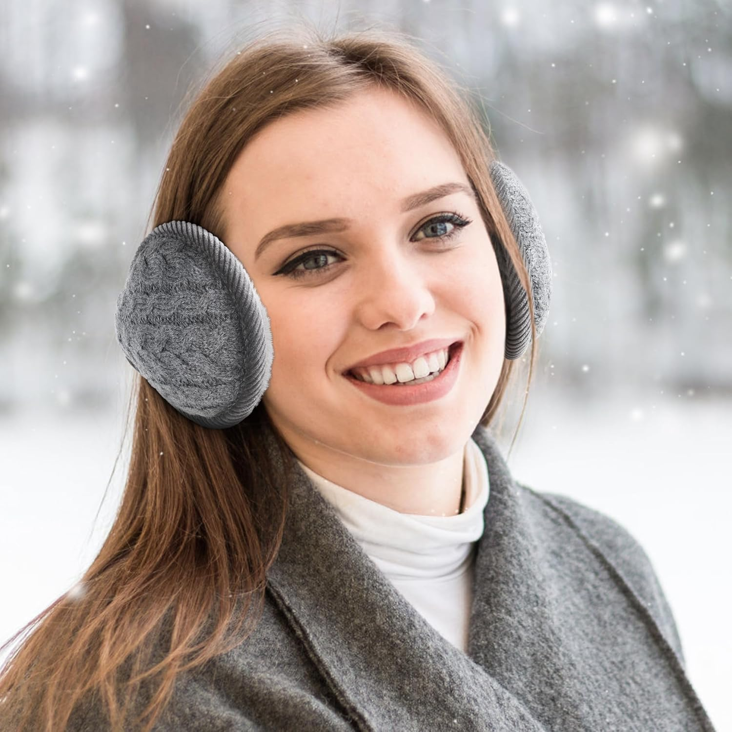 Ear Muffs for Women - Winter Earmuffs Adjustable Classic Ear Muffs Warmer Soft Warm Windproof Plush Outdoor Skiing for Women - Pink image number 7