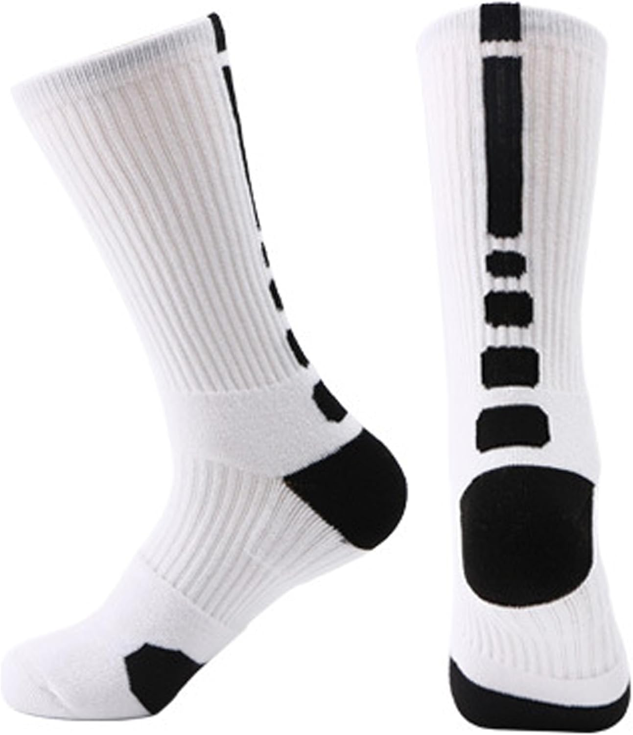 Dress Cici Men'S Mid Calf Athletic Socks, Polycotton Cushion Crew Running Socks (3 Pairs) - Black+White image number 4