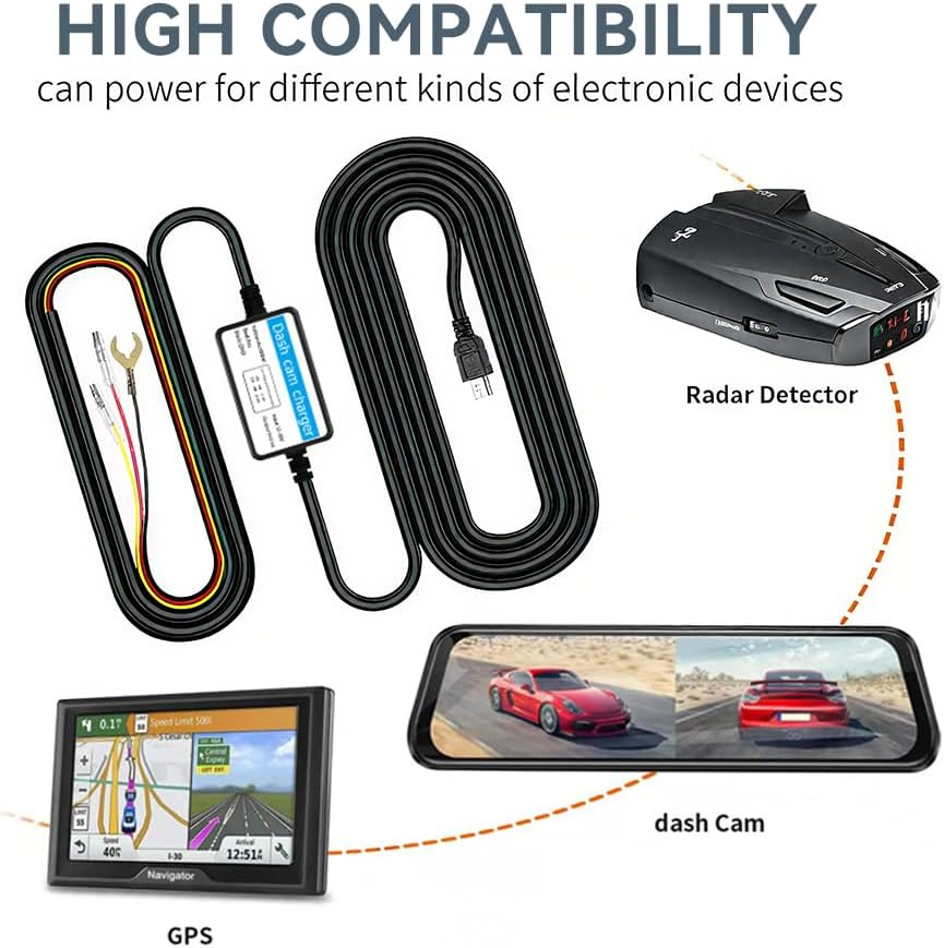 3.2M Dash Cam Hardwire Kit with Fuse Taps, 12V&ndash;30V to 5V Converter, Low Voltage Cut-Off, Flame-Retardant, for Dash Cam, GPS, Radar Devices (Micro USB) image number 6