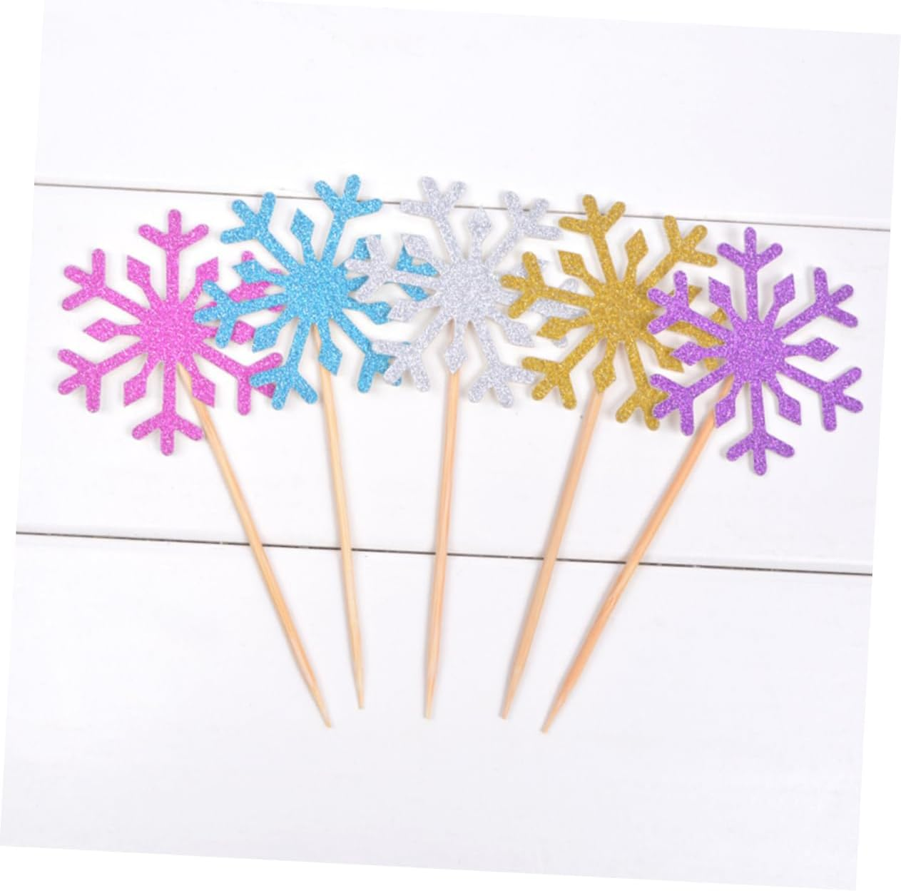 SHOWERORO 100Pcs Christmas Cake Picks Snowflake Ornaments for Dessert Topper Creative Blue Party Cupcake Decor for Christmas Wrapping Decorations image number 5
