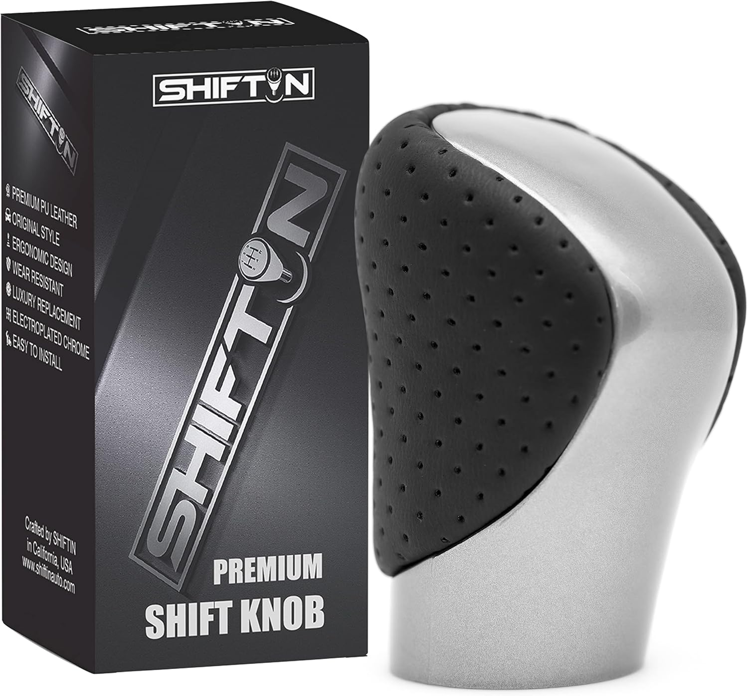 Gear Shift Knob Shifter for Lexus ES GS GX Is NX RC RX 200T 300 350 3450H 450Hl 350L (Punched Black Leather/Carbon Pattern)