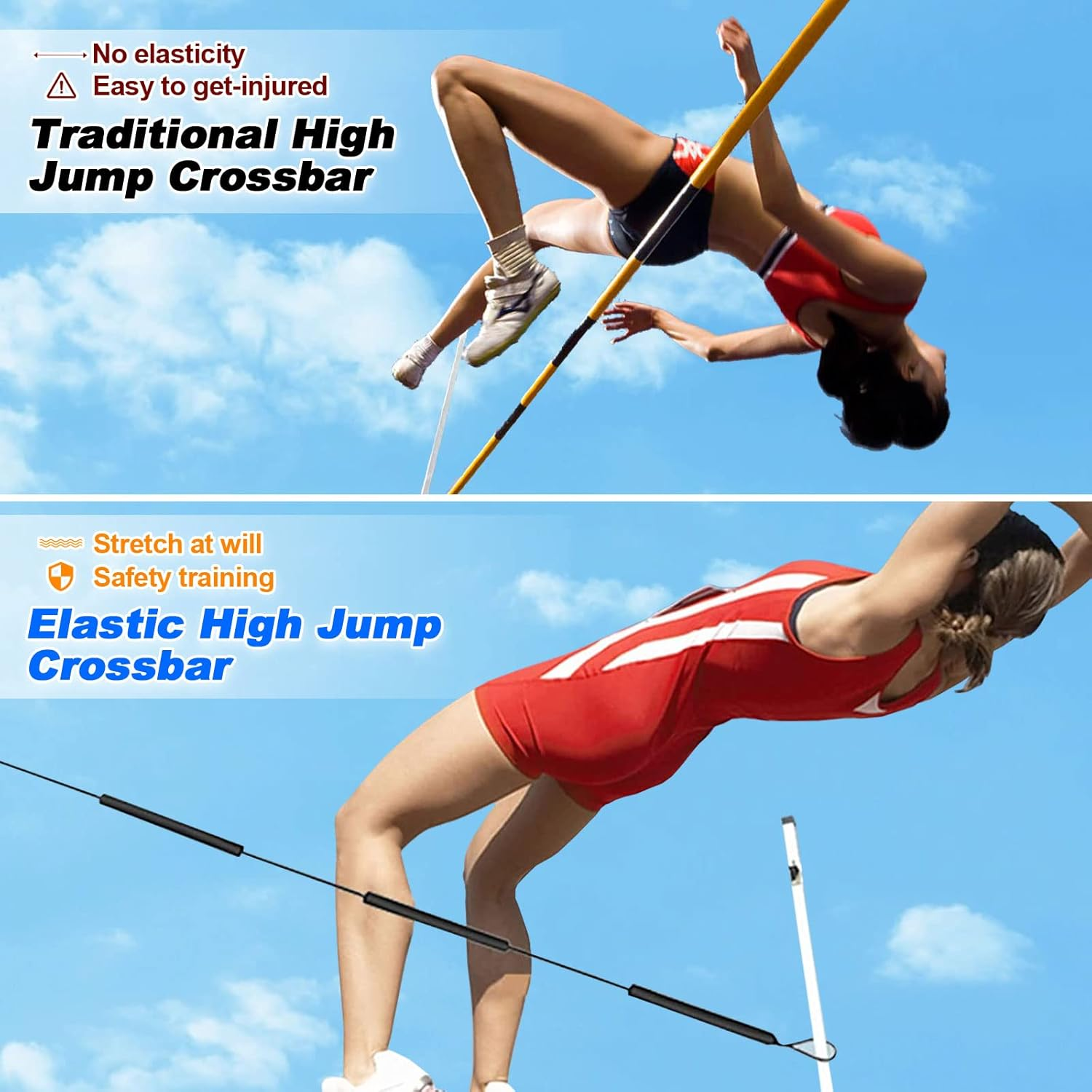 High Jump Elastic Crossbar, 8.2Ft High Jump Training Equipment Long High Jump Elastic Bungee Cord High Jump Field Training Accessories Elastic Crossbar Foam for Beginners Teens Men Women image number 1