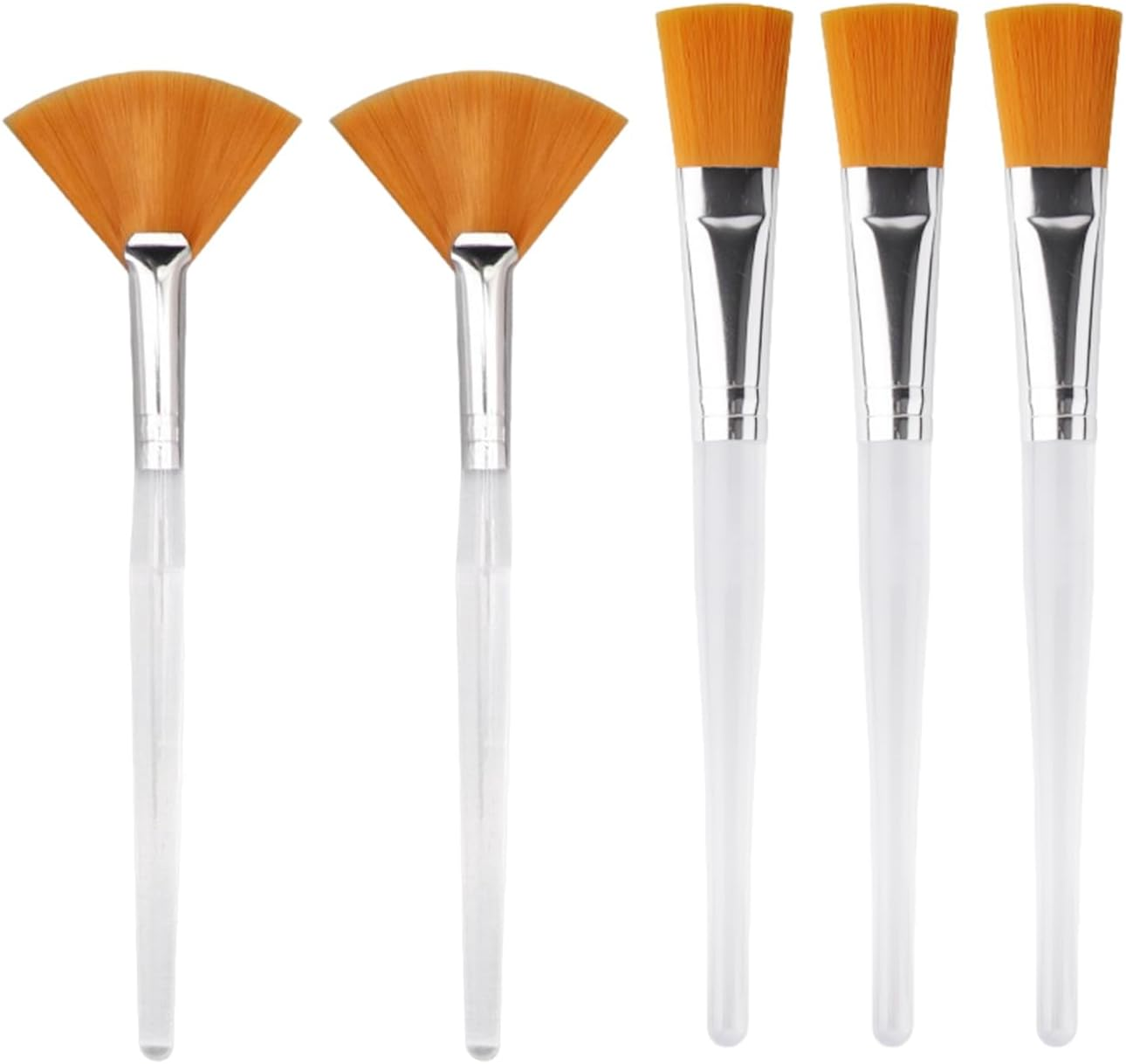 3 Face Mask Brushes and 2 Fan Brushes, Beauty Brushes, Facial Authority Tools, Make up Tools image number 5
