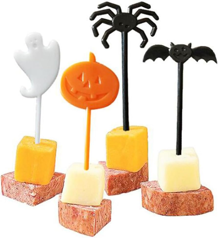 LABRIMP 40Pcs Halloween Cake Toppers Cupcake Decor Party Supplies Pumpkin Bat Cupcake Decorations Kids Adults image number 2