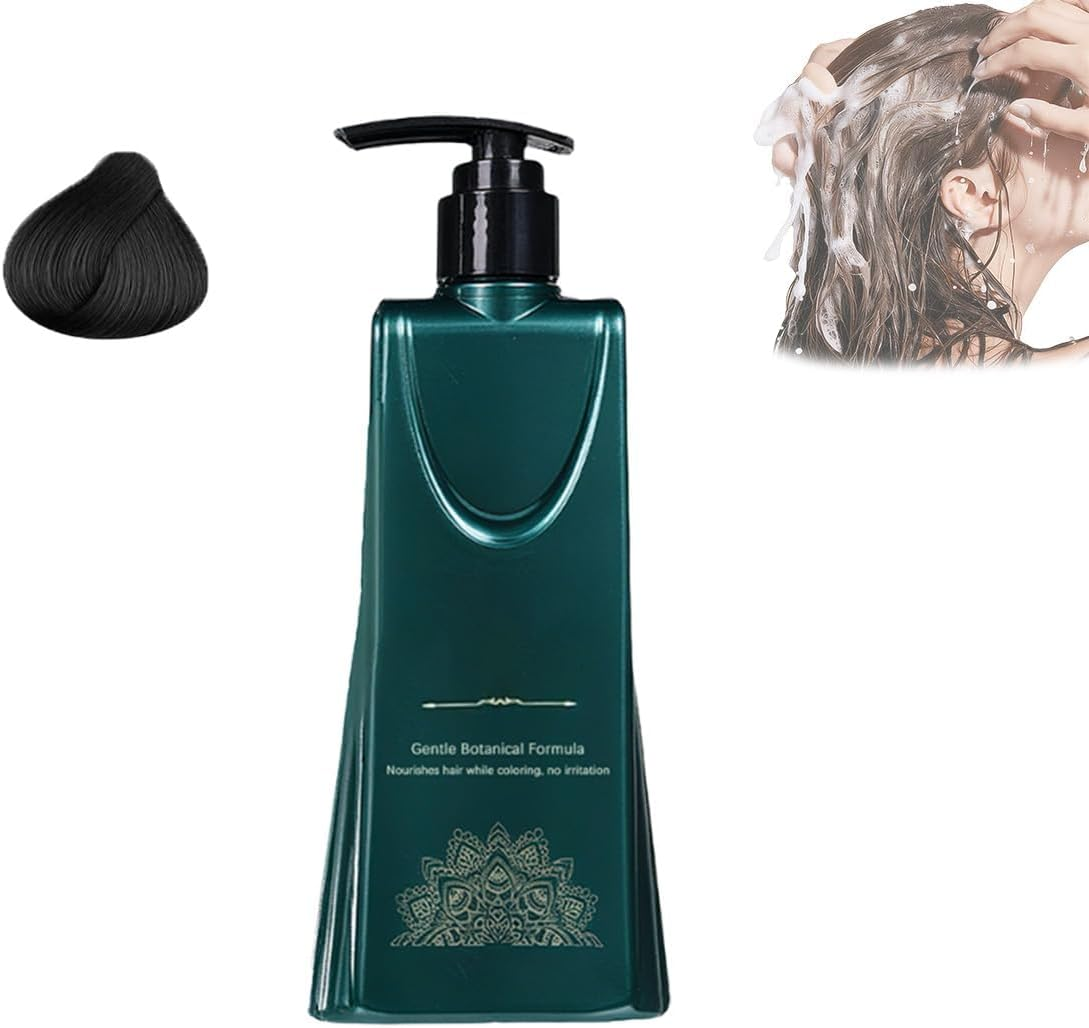 Mild Formula Long Lasting Hair Dye Set,Long-Lasting Single Step Hairdye Kit，Plant Extracts Hair Color Dye Cream for Gray Coverage (Natural Black)