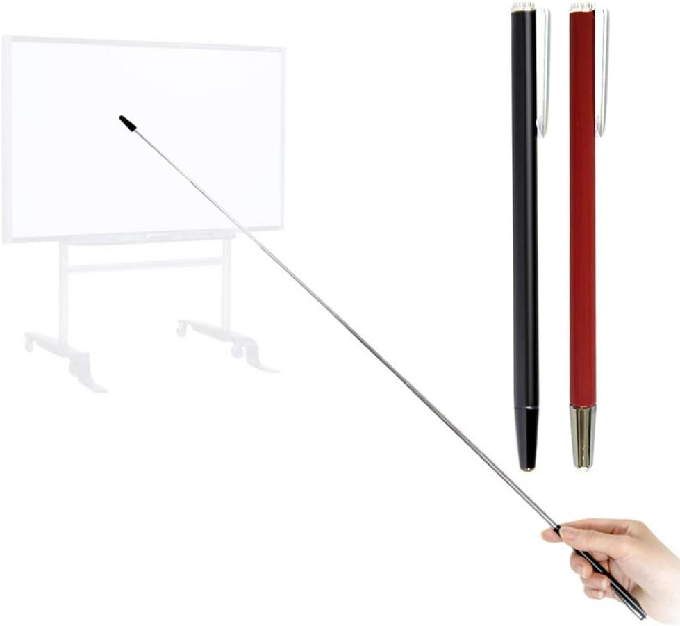 Pointer - Teachers Pointer - Teaching Pointer - Hand Pointer Extended Length, Presenter Whiteboard Pointer, Black Matte with Chrome Trim (Felt Blue)