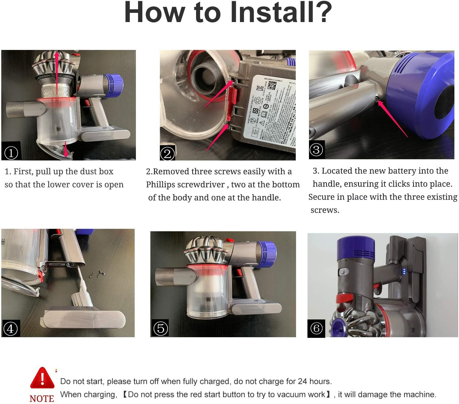 4600Mah 21.6V Lithium Ion Replacement Battery for Dyson V8 Absolute V8 Animal V8 Animal Exclusive Cord-Free Vacuum Handheld Vacuum Cleaner with Pre Filter, Brush and Battery Protective Shell