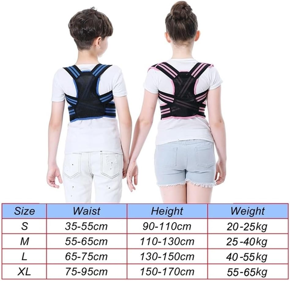 Children Posture Corrector Adjustable Back Brace Kid Boy Girl Orthopedic Corset Hunchback Correction Belt Spine Back Shoulder Support Lumbar Brace (Color : Blue, Size : Medium) image number 2