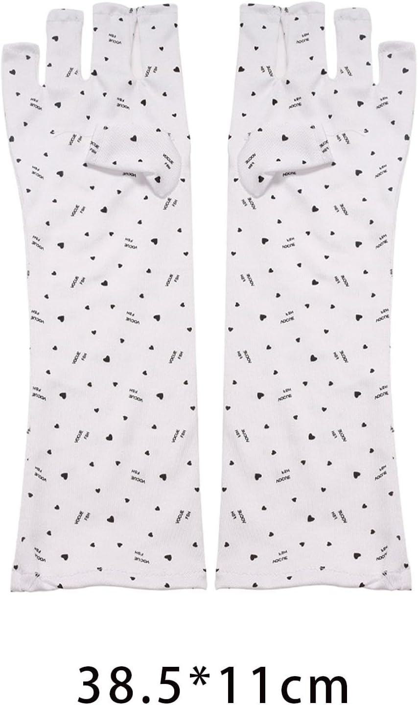 TENOL 2 Pieces Uv Protection Fingerless Gloves,Uv Shield Gloves Skincare,Durable Lightweight Portable Sun Protection Gloves for Nail Lamp Making Gel,Women, Long image number 1