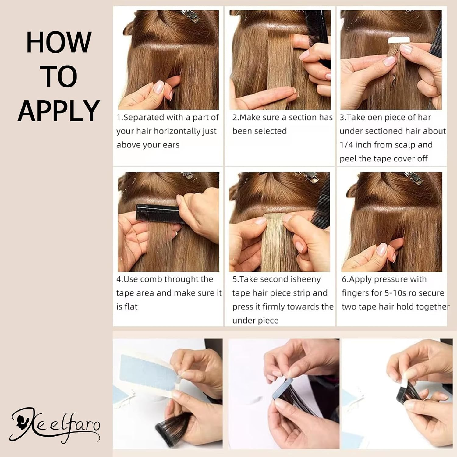 Xeelfaro Black Tape in Hair Extensions 24Inch Straight Synthetic Hair for Women 20Pcs for Natural-Looking Volume (Black, 24Inch) - Black image number 4