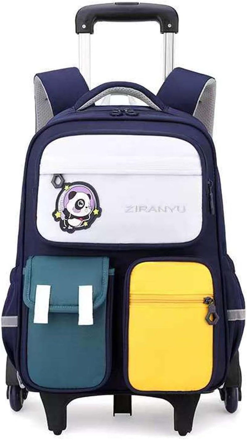 Yumenam Children'S School Backpack Trolley, Girls Boys Backpack with Wheels, Student Children'S Luggage Travel Luggage Laptop Travel Children'S Trolley Travel Suitcase, Blue, One Size