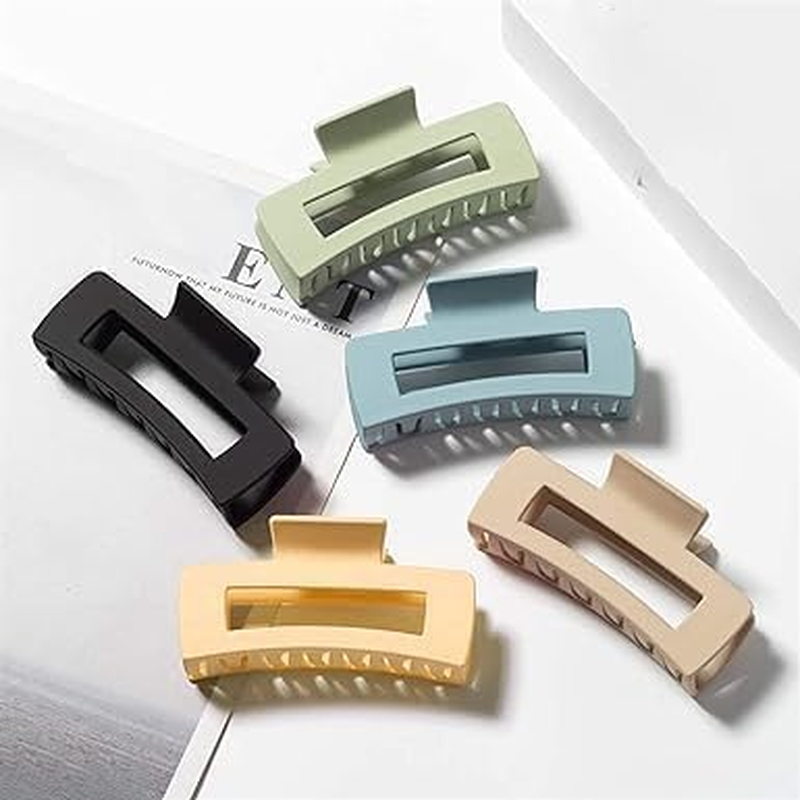 Dark Brown Solid Hair Claws Large Clips Strong Hold Big Claw Barrettes Hair Accessories for Women Girls Thick Thin Long Hair No Slip Square Hairpin Hair Accessories image number 4