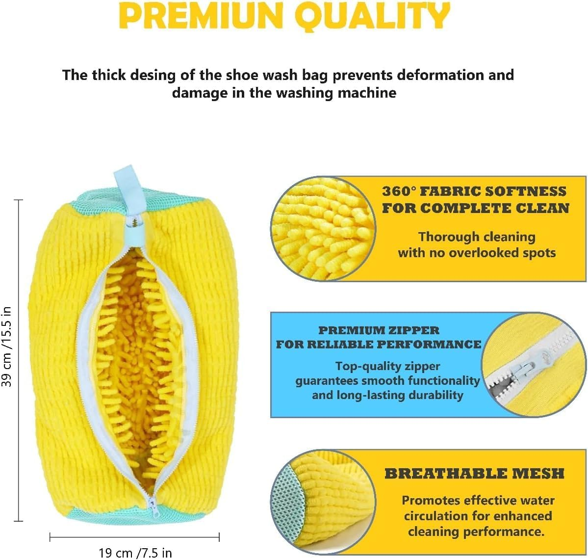 6Pcs Shoe Washing Machine Bag Kit, Shoes Laundry Bag for Washer and Dryer, 360&deg; Shoe Cleaning Bags with Zipper, Reusable Shoes Laundry Bags for All Sneakers, Slippers image number 5