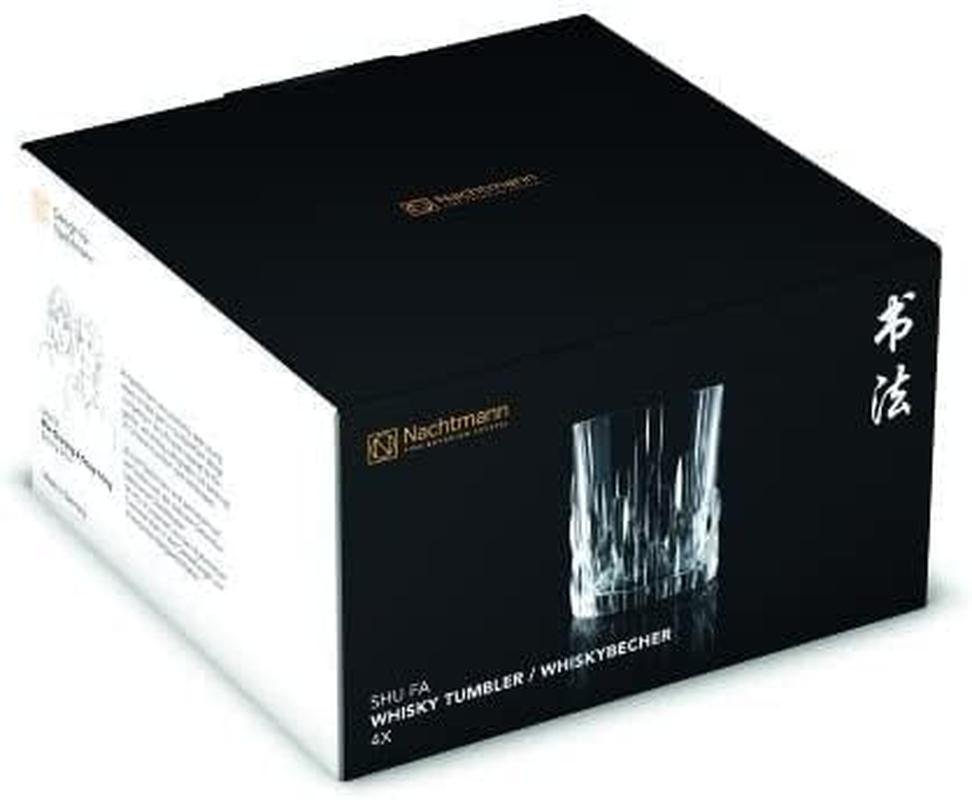 Nachtmann Shu FA Crystal Whisky Tumbler, Clear &ndash; Inspired by Chinese Calligraphy for Textured, Artistic Presentation &ndash; Durable Machine-Made Barware &ndash; 330 Ml Capacity (Pack of 4) image number 4