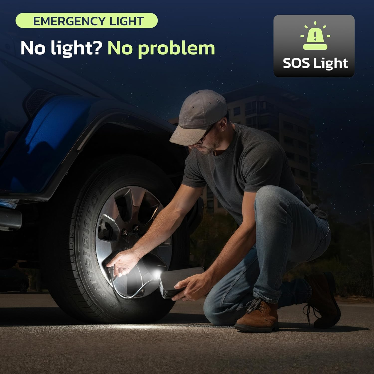 Woowind Air Compressor Tyre Inflator for Car Tires,150Psi with Emergency Start-Up Power Supply, Auto Shut-Off Functionand and LED Light, Portable Air Pump with Pressure Gauge, Set of Nozzle Adaptors image number 3