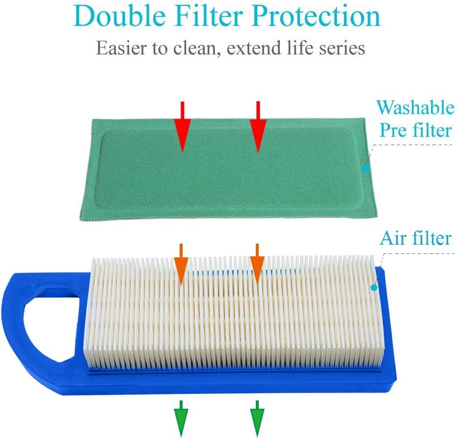 2 Pack 697153 Air Filter, Compatible for Briggs and Stratton 698083 795115, John Deere Gy20573, Premium Lawn Mower Air Cleaner image number 4