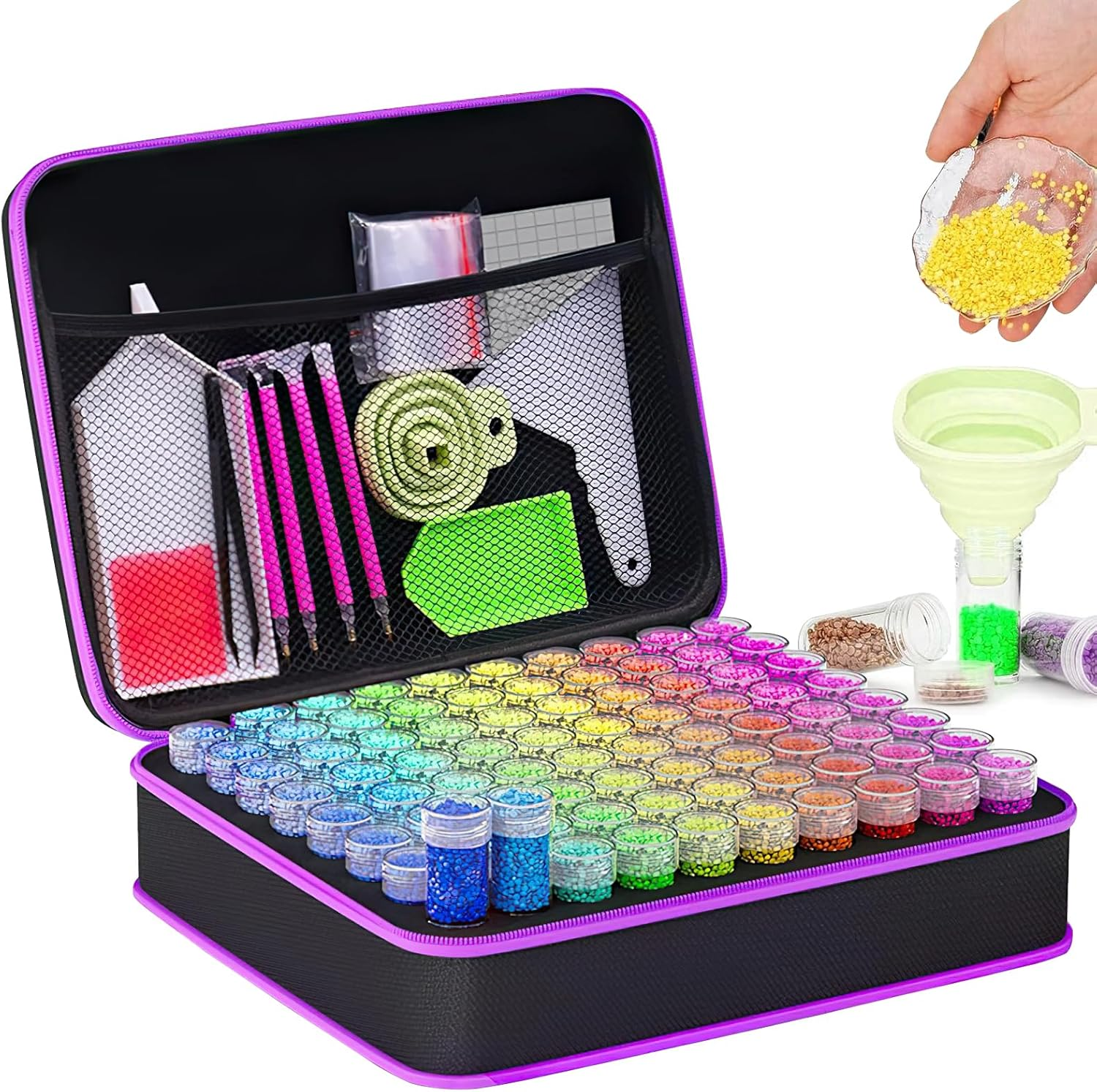 Diamond Art Tools Set, 60 Slots Diamond Set Diamond Painting Accessories Carrying Case with Tools and Accessories for Drill Pens (60) image number 1