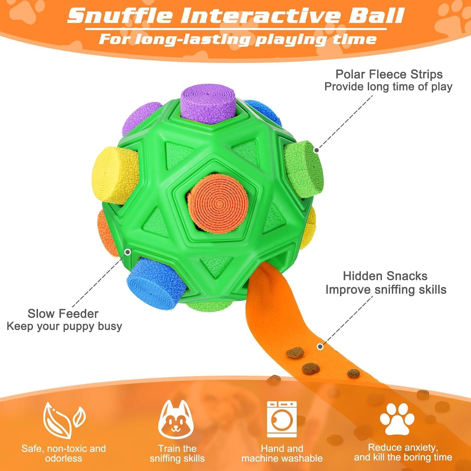 Interactive Dog Toys Snuffle Ball with Dog Bowl Encourage Natural Foraging Skills Slow Food Training to Relieve Boredom and Stimulating,Cloth Strip with Hidden Food Dog Puzzle Toys for Any Size Dogs image number 6