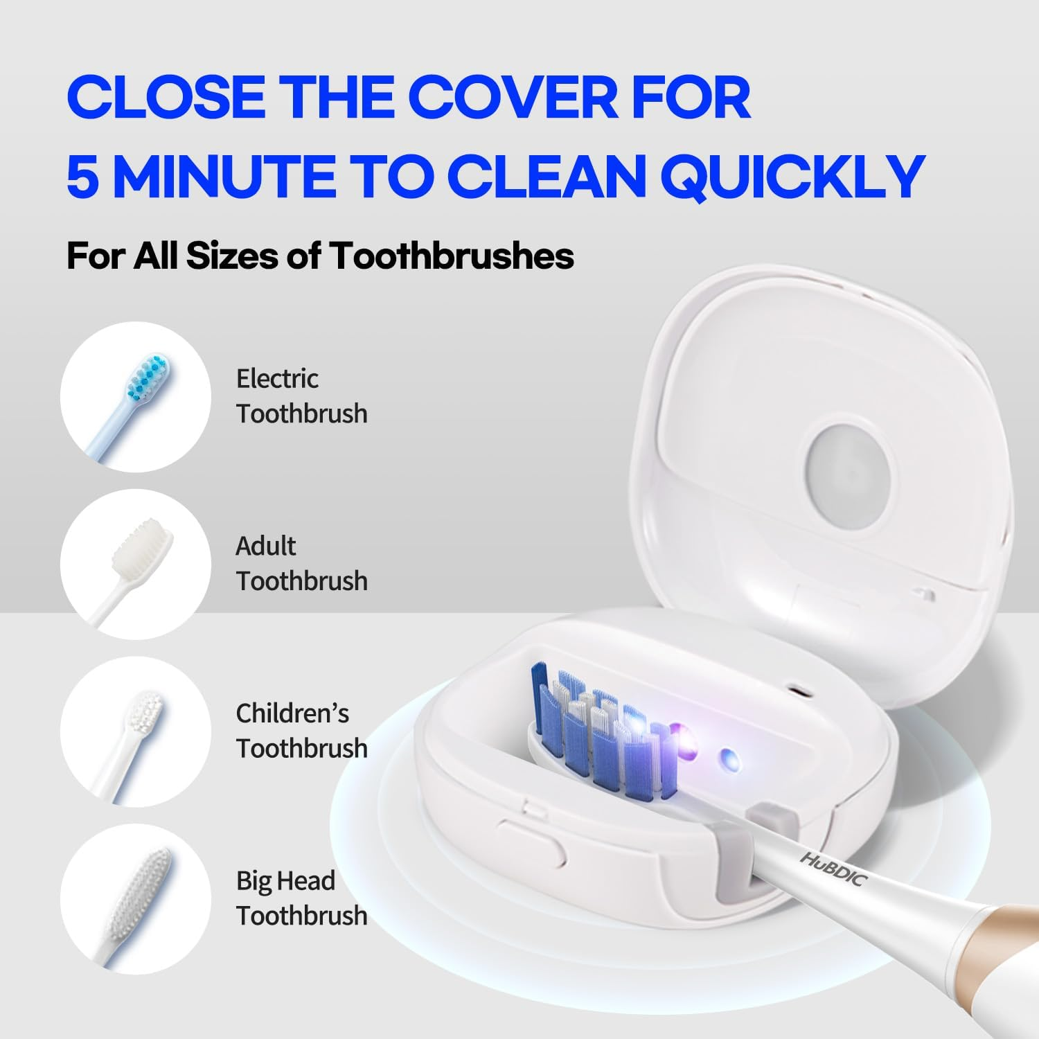 [Samsung UVC] Hubicare Toothbrush Sanitizer + Holder │ UV-C/UV-A Dual LED Sterilizer for Home, Office, and Travel │ USB Rechargeable │ Compatible with All Brush Heads (Beige) image number 2