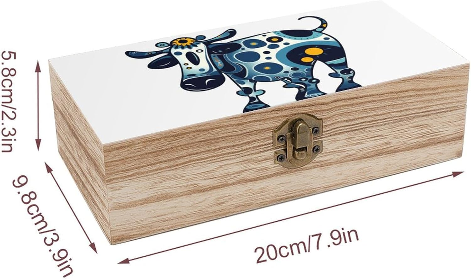 Cow Wooden Box Wood Wedding Keepsake Boxes with Lids Small Decorative Boxes Lightweight Wooden Memory Storage Box for Crafts Keepsakes Jewelry Photo Letter Storage image number 4