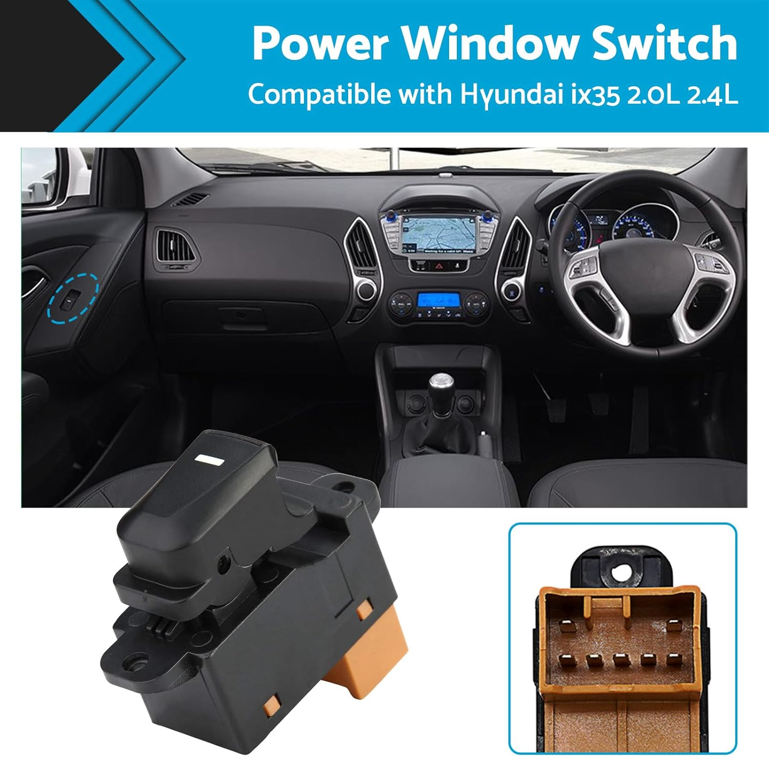 MAX COOL 1 Pack Power Window Switches Electric Power Window Switch Control Suitable for Hyundai IX35 2.0L 2.4L 93580-2Z000 image number 1