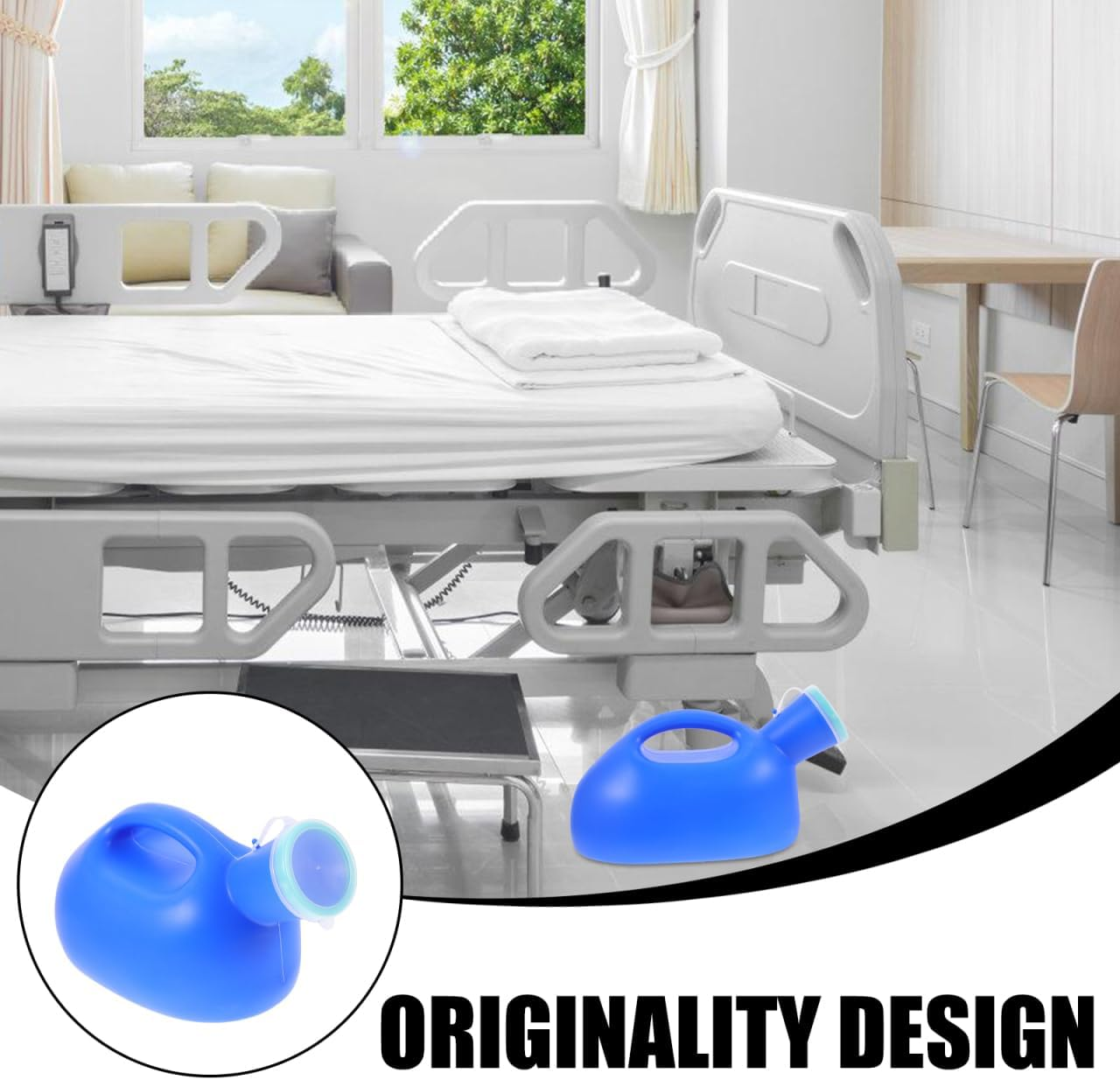 Car Portable Urinal Bottle with Lid Male Urinal Portable Spill Proof Urine Pot for Elderly Children Night Use Blue Plastic 9.4 Inch image number 4