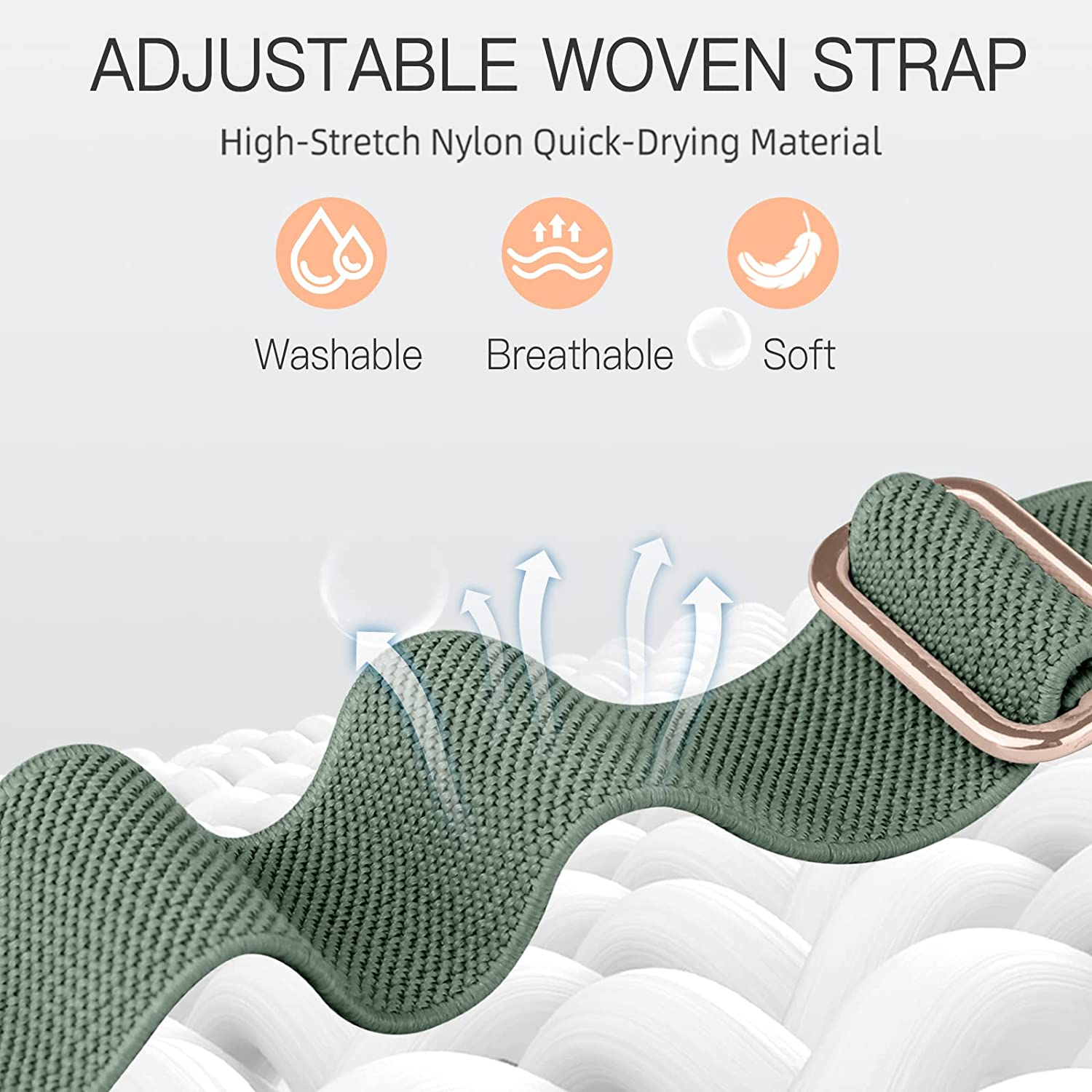 Witzon Stretchy Nylon Bands Compatible with Apple Watch Band 38Mm 40Mm 41Mm 42Mm for Women Men, Adjustable Breathable Elastic Sport Strap Solo Loop for Apple Watch SE Iwatch Series 11 10 9 8 7 6 5 4 3 image number 5