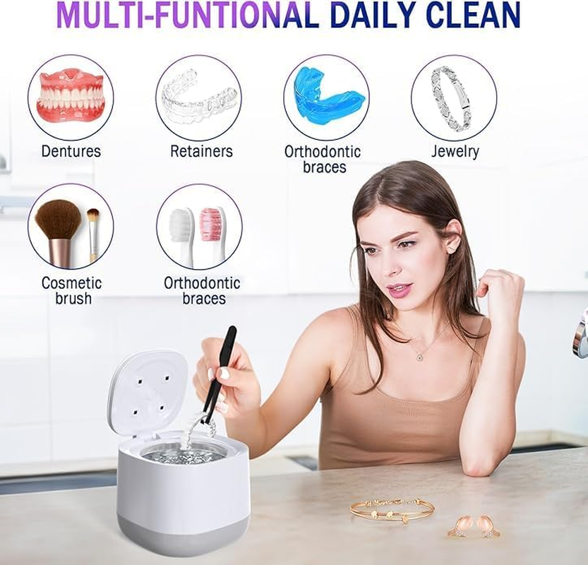 Gisaae UV Ultrasonic Retainer Cleaner, Portable Ultrasonic Cleaner, 45Khz Retainer Cleaner Machine for Dentures, Mouth Guards, Braces, Toothbrush Heads, Jewelry with 250ML Capacity, Retainer Cleaning for All Dental Appliances image number 4