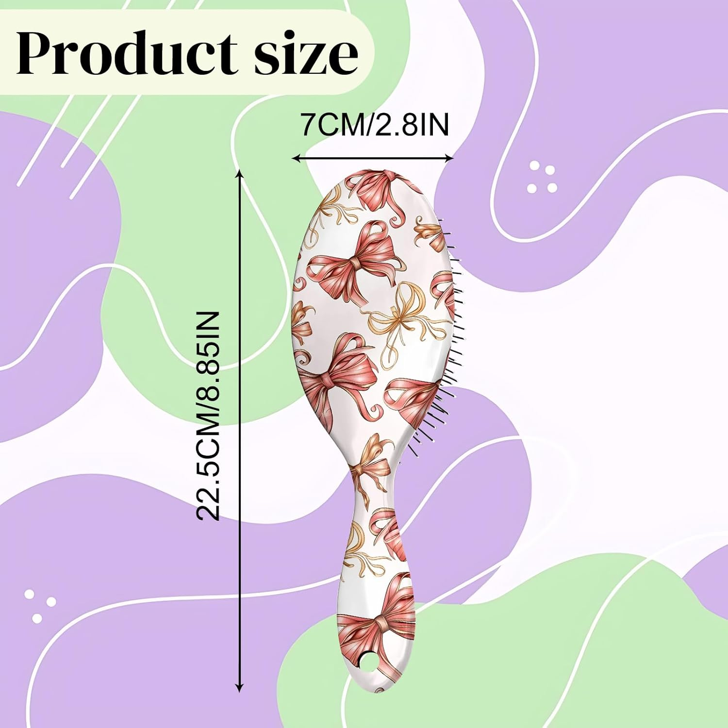 Gabraden Hair Brush,Detangling Hair Brush,Soft Bristles for Effortless Tangle Removal,Detangler Hairbrush for Women Men Boys Girls Wet Dry All Hair Types (Pink Bow) - Black Butterfly image number 6