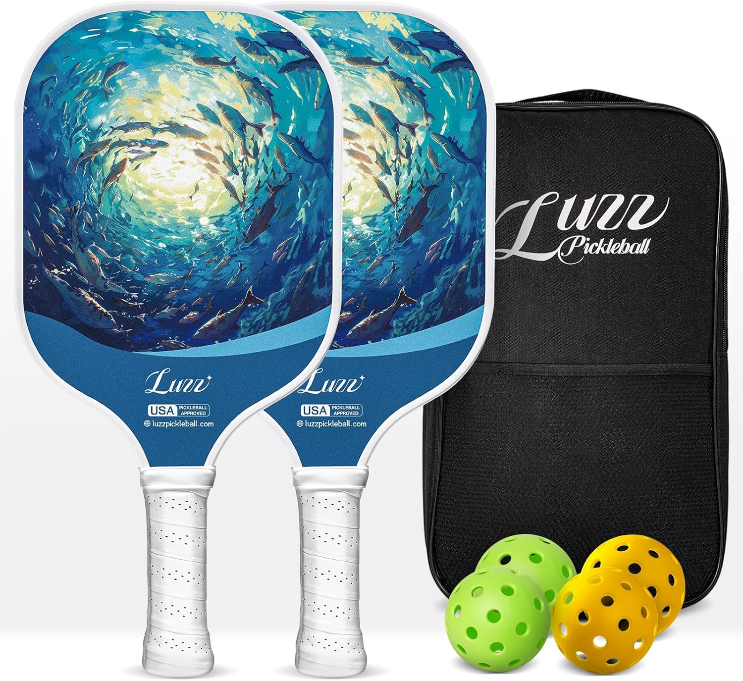 Luzz Pickleball Paddle Set of 2, USAPA T700 Carbon Fiber Pickleball Paddles Set Includes 4 Pickleballs &1 Bag,Lightweight 2 Pack Pickle Ball Paddles,Sandblasted Surface image number 4