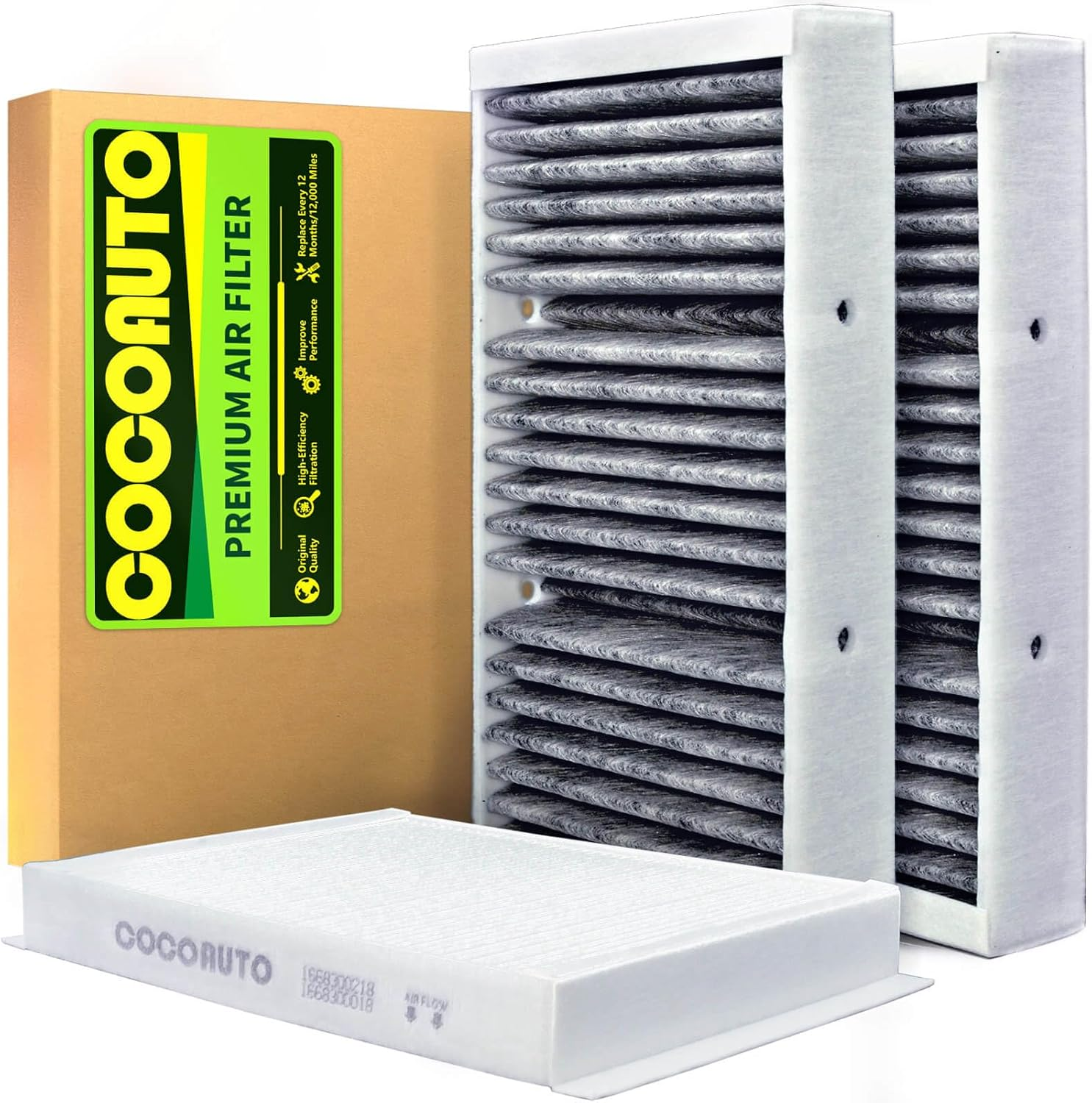COCOAUTO Cabin Air Filter Kit Automotive Replacement Parts for Mercedes 2018 2019 GLC63, 2014-2019 GLE400,GLE43 AMG,GLE450 AMG,GLE63 AMG,GLE63 AMG S,Selected Models Replace1668300318 1668300218 image number 1