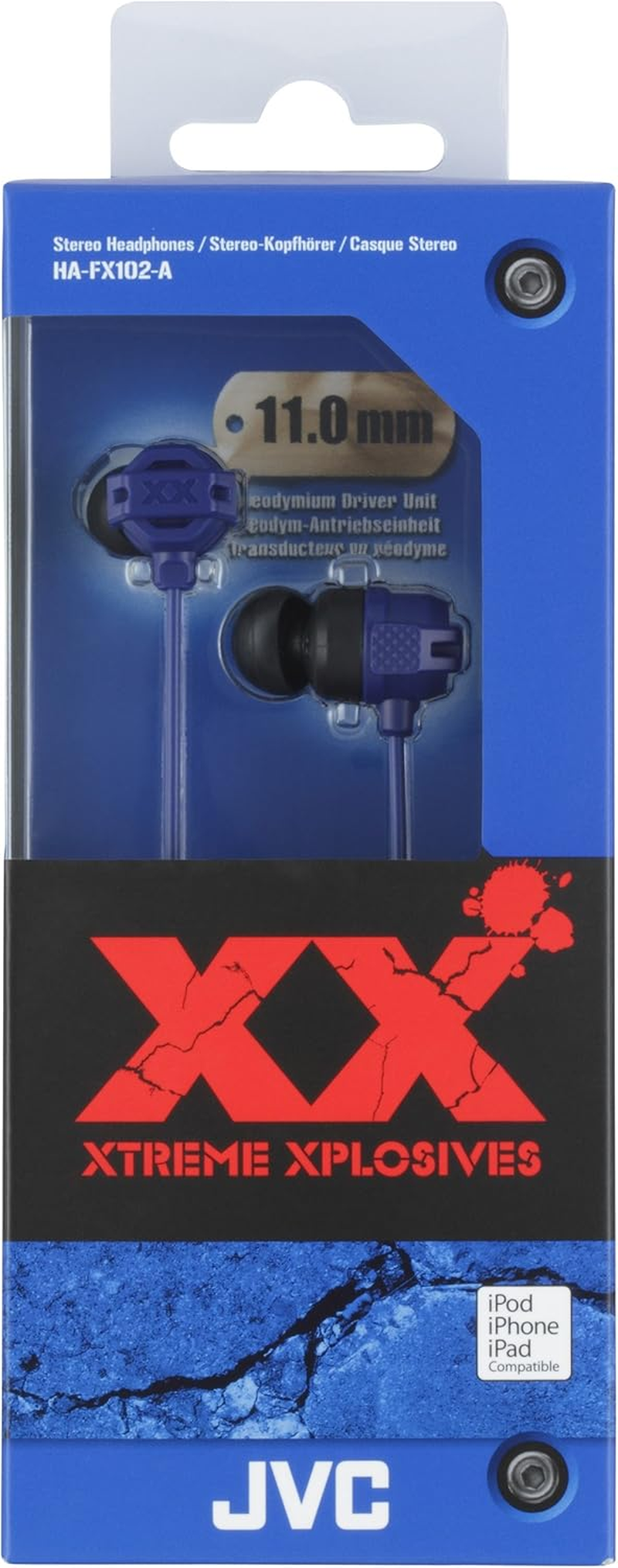 JVC HA-FX102AN BLUE In-Ear Headphones Hafx102 image number 1