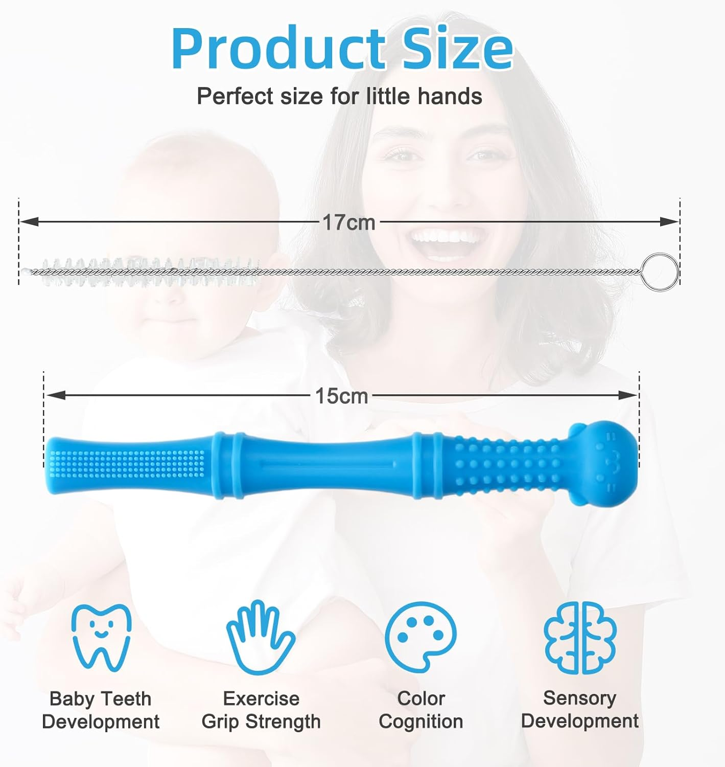 MR.TIMELAG Baby Teether Tube &ndash; 15Cm Silicone Teething Toy for Infants & Newborns, Bpa-Free Chewable Sensory Toy for Soothing Sore Gums, Easy to Hold & Clean (Baby Teether, Teething Relief)