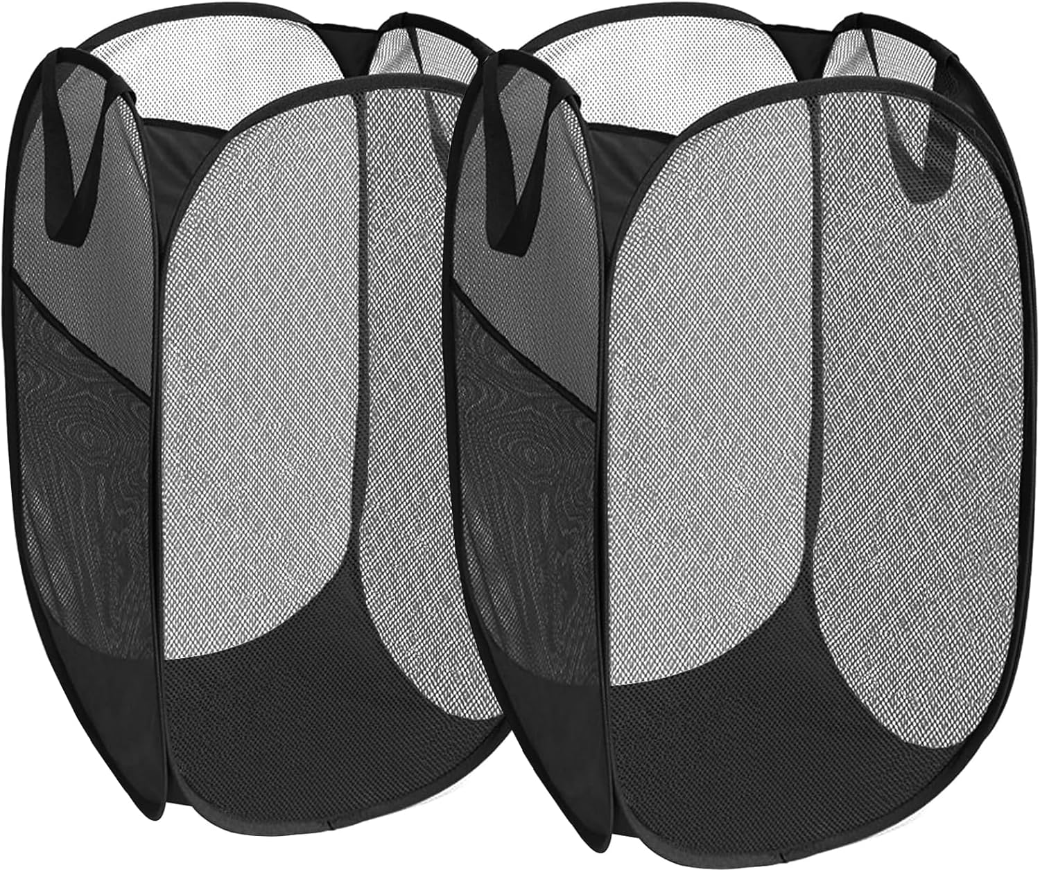 2 Pack Pop up Laundry Basket, Collapsible Mesh Dirty Clothes Basket for Temporary Storage, Toy Storage & Change of Clothes, Black image number 1