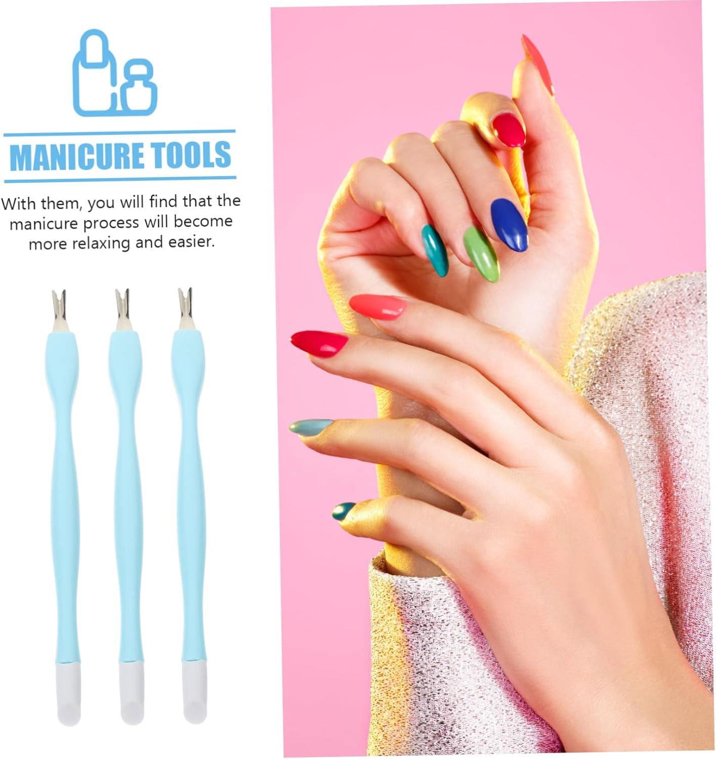 CANIGHT 15Pcs Dead Skin Forks Professional Nail Art Manicure Tools Durable Silicone Easy Dead Skin Removal for Home Salon Use image number 4