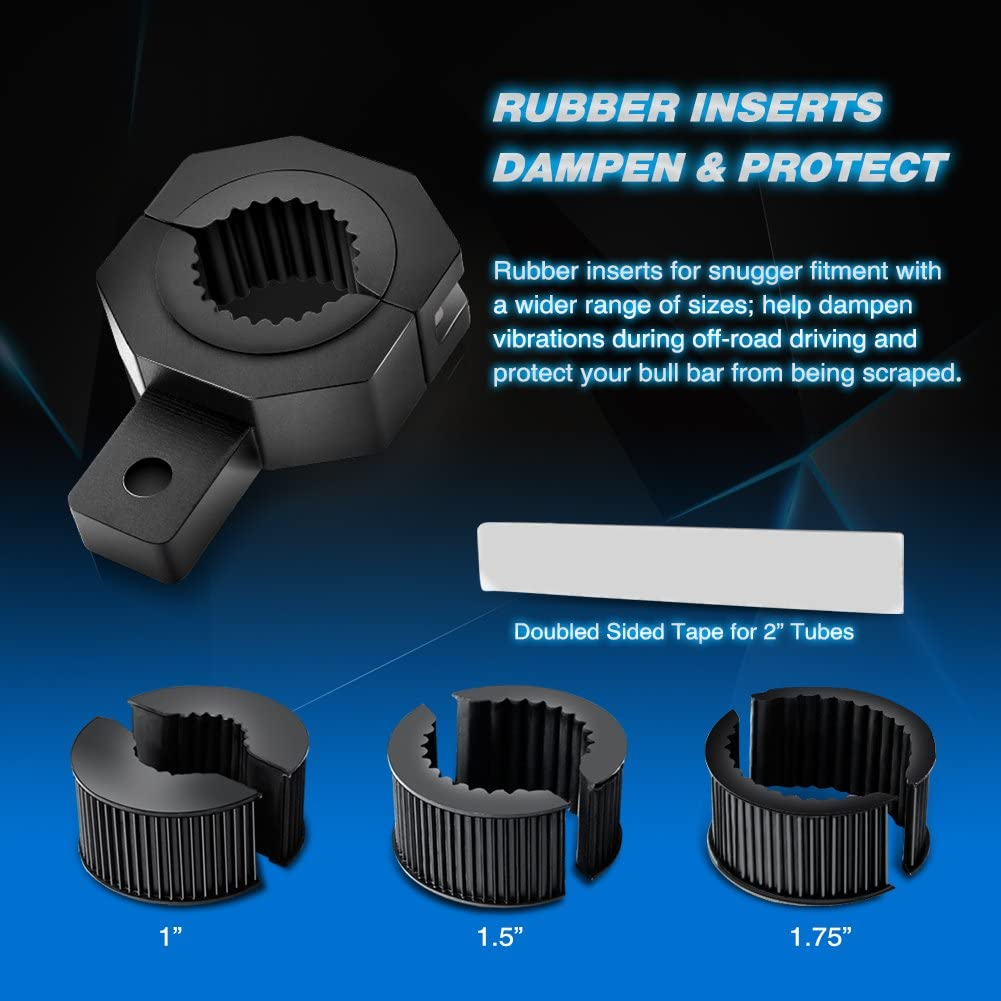 Nilight 90023B 2-Pack (Standard) Mounting Bracket Kit LED Off-Road Light Vertical Bar Tube Clamp Roof Roll Cage Holder,Black image number 6