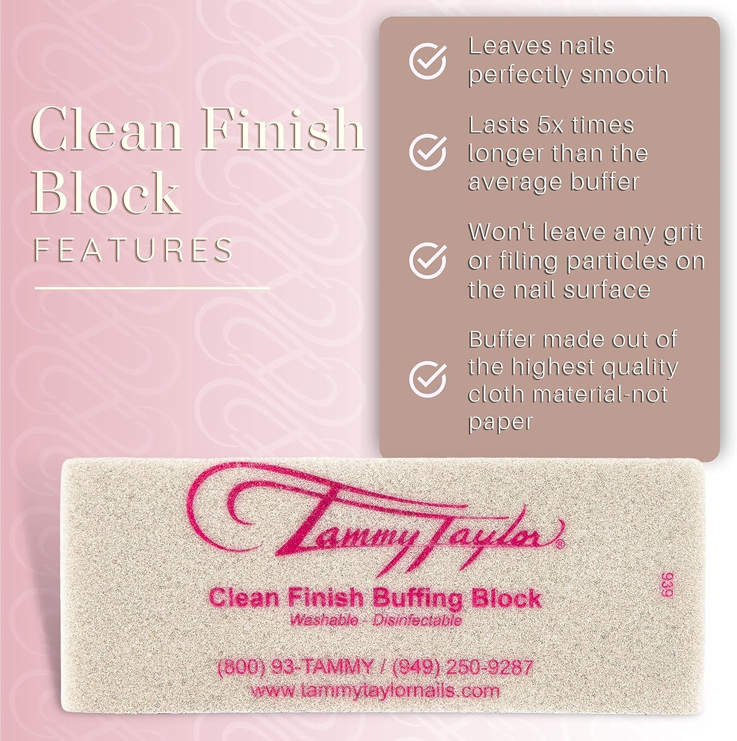 Tammy Taylor Clean Finish Buffing Block | Made with Cloth Materials | Will Not Leave Residue