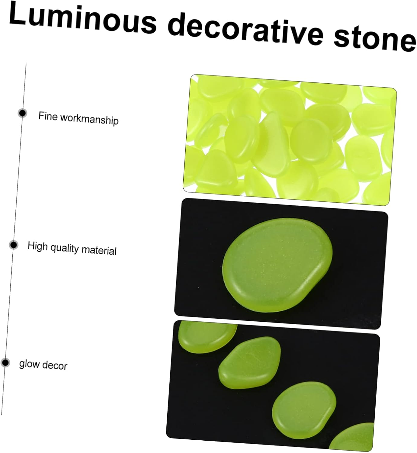 Yardwe 100Pcs Garden Pebbles Glow for Fish Tank Decor Pathway Decoration and Outdoor Landscaping Vibrant Mixed Colors for Aquarium and Garden Use image number 3