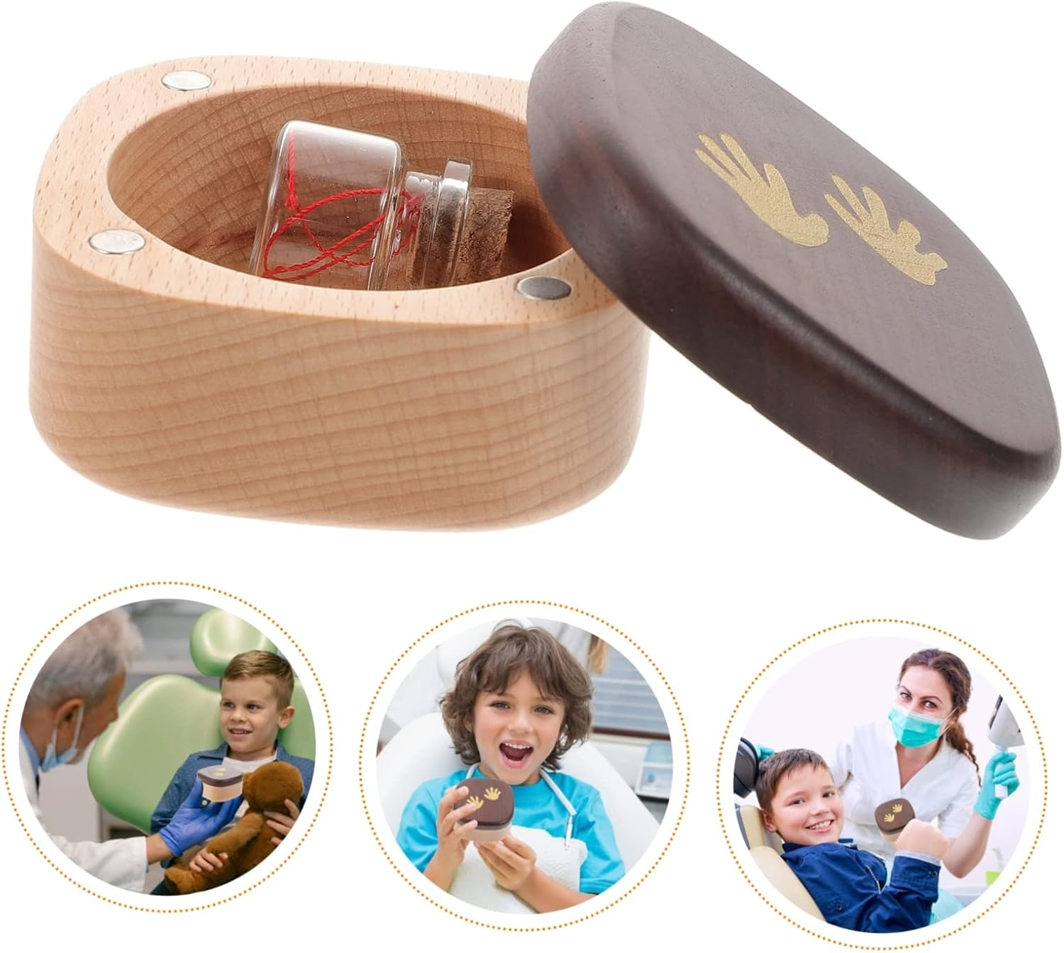 Baby Tooth Fairy Keepsake Box Tooth Holder for Boys and Girls Palm Design Sturdy Keepsake image number 3